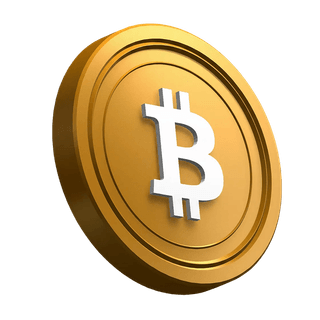 Im Design des Hero-Bereichs schräg gezeigte Bitcoin-(BTC)-Münze